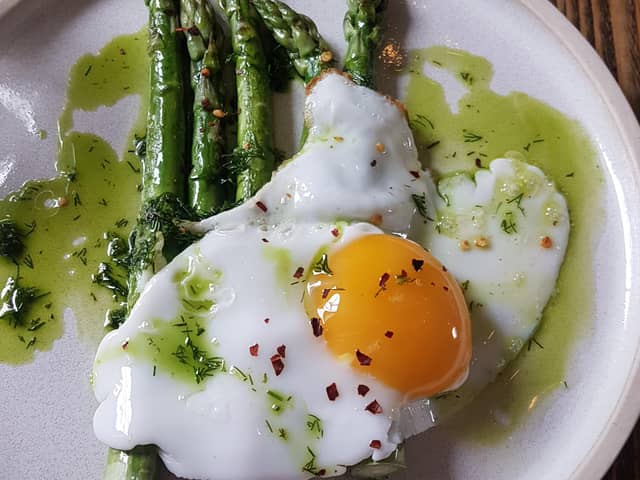 Salt cafe's egg and asparagus