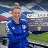 Leanne Ross, assistant coach of the Scotland Women’s National Team, is working through her coaching badges, and praises the support of Shoosmiths. Picture: Craig Williamson/SNS Group.