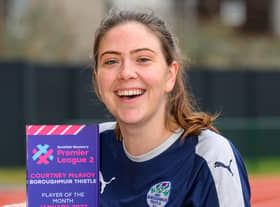 Courtney McAvoy receives her SWPL 2 Player of the Month for January 2023. Credit: Malcolm Mackenzie