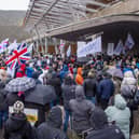 Protestors against the new Hate Crime Act in Soctland gathered outside the Scottish Parliament in a rally organised by The Glasgow Cabbie aka Stef Shaw and The Scottish Family Party. Picture: Lisa Ferguson