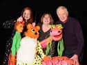Victoria, Jill and Ian Purves in their Biggar puppet theatre