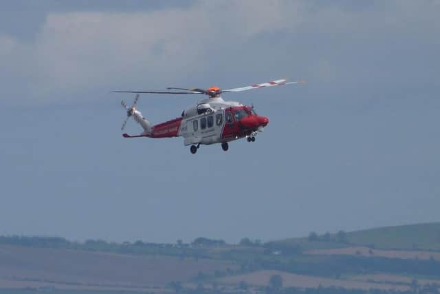A Coastguard helicopter landed on Kinghorn beach earlier today