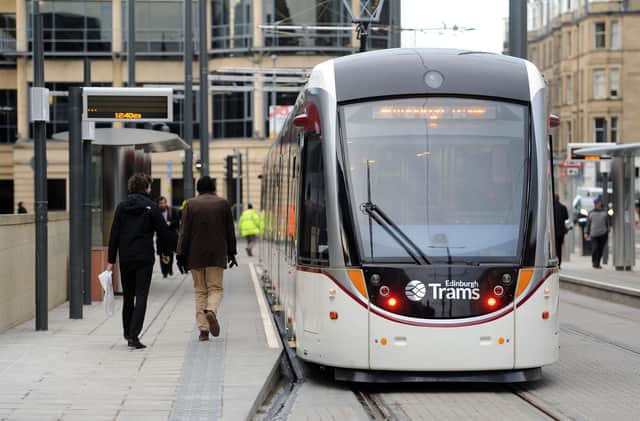 Two boys, aged 12 and 13, have been charged after a stone was thrown at a tram in the west of Edinburgh, smashing a window (Photo: Ian Rutherford).
