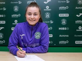 Mya Christie is Grant Scott's first signing since returning to the club. Credit: Hibs Women
