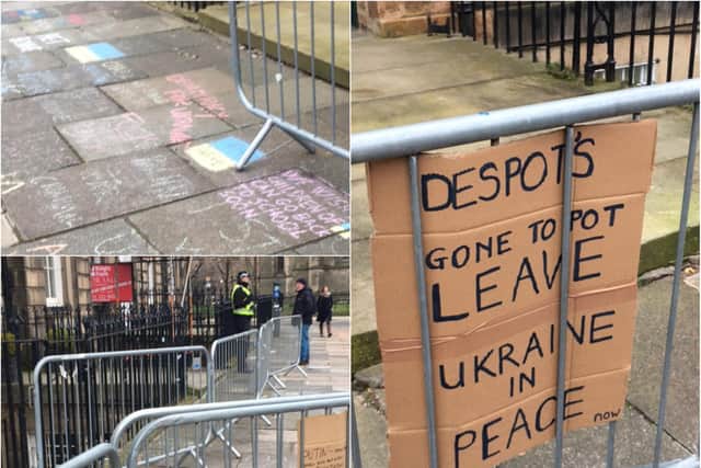 Ukraine protest Edinburgh: Police move protesters as demonstrations continue outside Russian Consulate