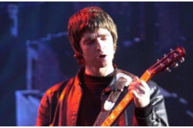Pictured is Noel Gallagher on stage at Murrayfield in July 2000.