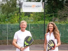 Michael Gradon, Game4Padel CEO, and Annabel Croft, former professional tennis player and Game4Padel ambassador. Picture: Daniel K Clarke.