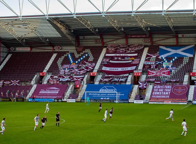 Hearts fans were happy with the crucial 1-0 win over Dunfermline. Picture: SNS