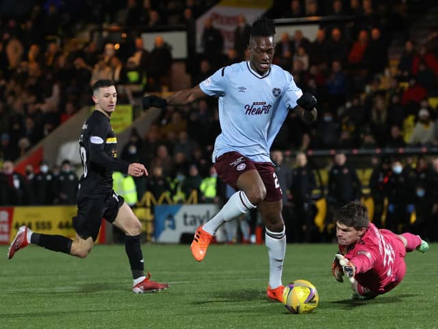Armand Gnanduillet in action for Hearts during his 12-month spell at Tynecastle Park. Picture: SNS