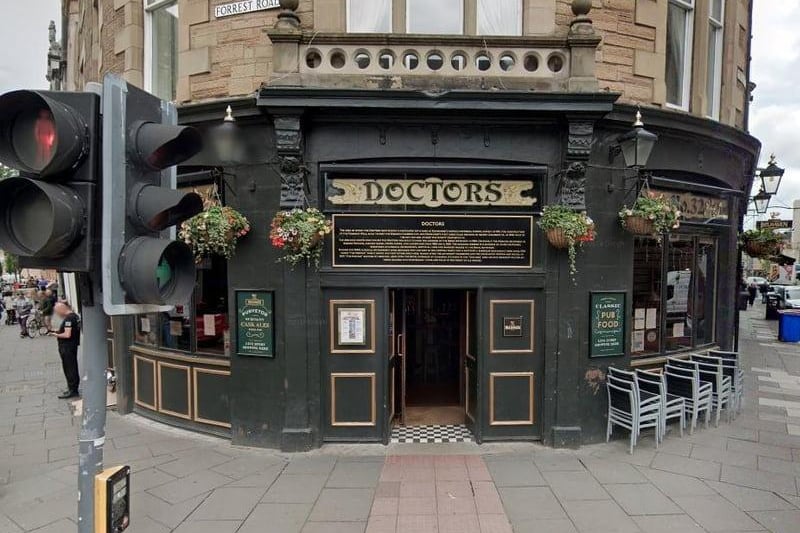 Where: 32 Forrest Rd, Edinburgh EH1 2QN Edinburgh. Doctors is a vibrant pub that's much loved by students but attracts a very mixed crowd. The food is great and there is plenty of choice for beers on tap.