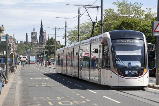 Some of the defects are on the tram line at the west end of Princes Street. Picture: Alistair Linford