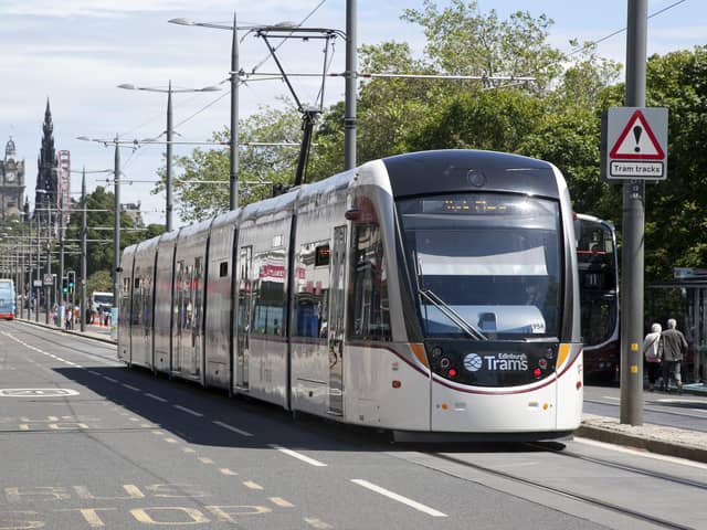 Some of the defects are on the tram line at the west end of Princes Street. Picture: Alistair Linford