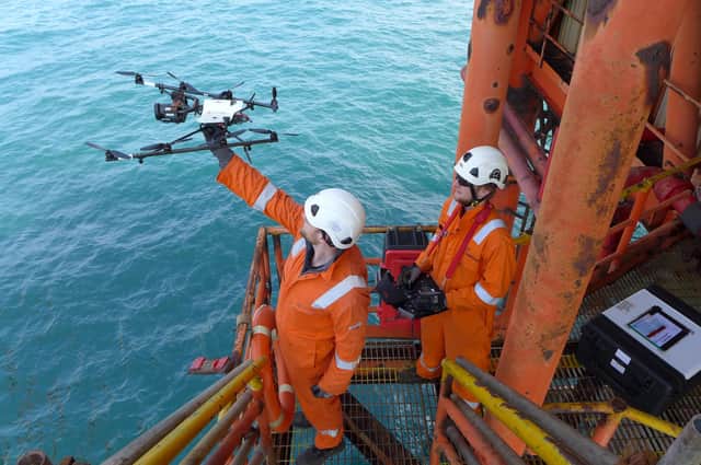 Cyberhawk's advanced drones and related tech are used to inspect the likes of oil rigs, wind turbines and electricity pylons.