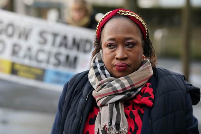 Sheku Bayoh's sister, Kosna Bayoh, arriving at Capital House in Edinburgh for the public inquiry into his death. Bayoh died in May 2015 after he was restrained by officers responding to a call in Kirkcaldy, Fife.