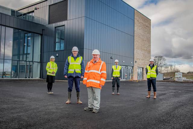 Pictured left to right are Depute Chief Executive Dr. Elaine Cook, Leader of West Lothian Council Lawrence Fitzpatrick, Executive councillor for education David Dodds, Winchburgh Academy Headteacher Jonny Mitchell and Interim Head of Education (Primary) Greg Welsh. Photo: Paul Watt.