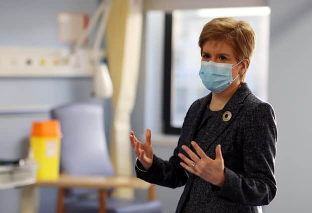 Scotland's First Minister Nicola Sturgeon visits Western General Hospital amid the spread of the coronavirus disease. Picture: Russell Cheyne - Pool/Getty Images