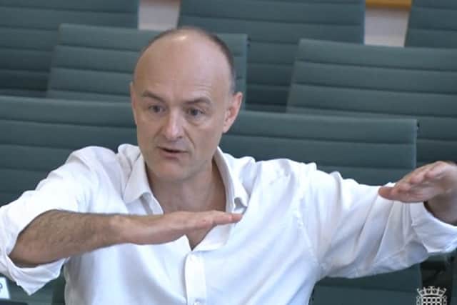 Boris Johnson's former special adviser Dominic Cummings gives evidence to an MPs' committee (Picture: handout/PRU/AFP via Getty Images)