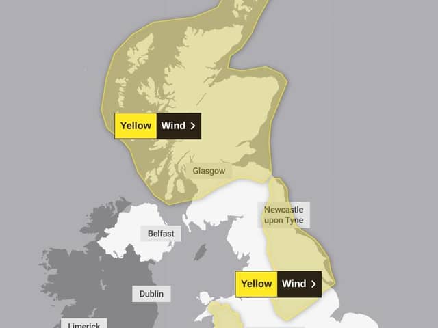 The yellow weather warning covers the period from midday to midnight on Christmas Eve.
