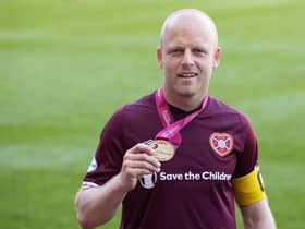 Hearts captain Steven Naismith received his Championship winner's medal last weekend.