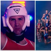 Edinburgh soldier Finlay, left, took part in  BBC show Gladiators on Saturday night – and he secured a place in the quarter-final. Photos: BBC