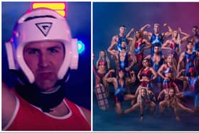 Edinburgh soldier Finlay, left, took part in  BBC show Gladiators on Saturday night – and he secured a place in the quarter-final. Photos: BBC