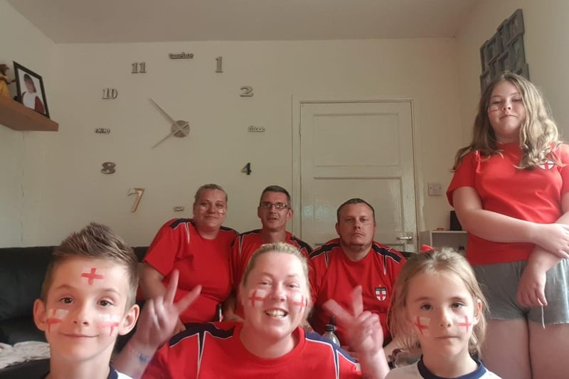 Shauna Smith enjoyed the game with family at her sister's house yesterday, who donned face paint to show their support for the three lions. Submitted by Shauna Smith.