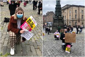 Protesters 'take a knee' for George Floyd outside St Giles Cathedral