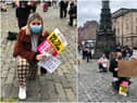 Protesters 'take a knee' for George Floyd outside St Giles Cathedral
