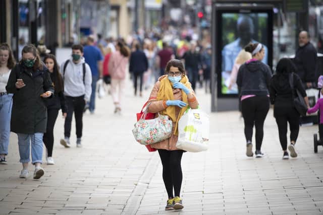A shopper wearing a mask in Princes Street, Edinburgh picture: Jane Barlow/PA