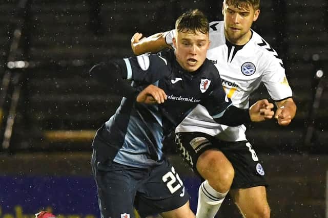 Ethan Ross of Raith Rovers and Ayr's Andrew Murdoch in action last Friday (Photo by Ross MacDonald/SNS Group)