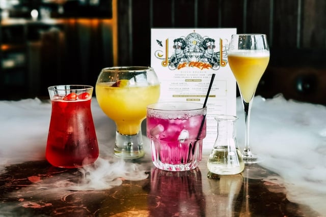 The Alchemist offers a theatrical cocktail experience, to say the least, but it also serves dramatic scran. Fish and chips comes with haddock in a black activated charcoal batter,  and desserts include cotton candy baked Alaska, and s'mores with freeze-dried raspberries.