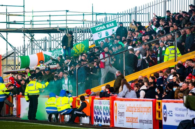 Hibs fans at Pittodrie
