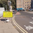 Warning notice on The Mound - many road closures will be for less than an hour, to allow the cyclists to pass.