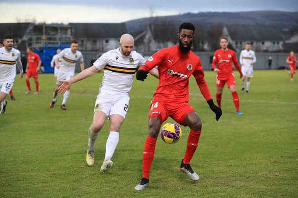 Alieu Faye made his debut for Bonnyrigg after his move from Civil Service Strollers. Picture: Joe Gilhooley LRPS.