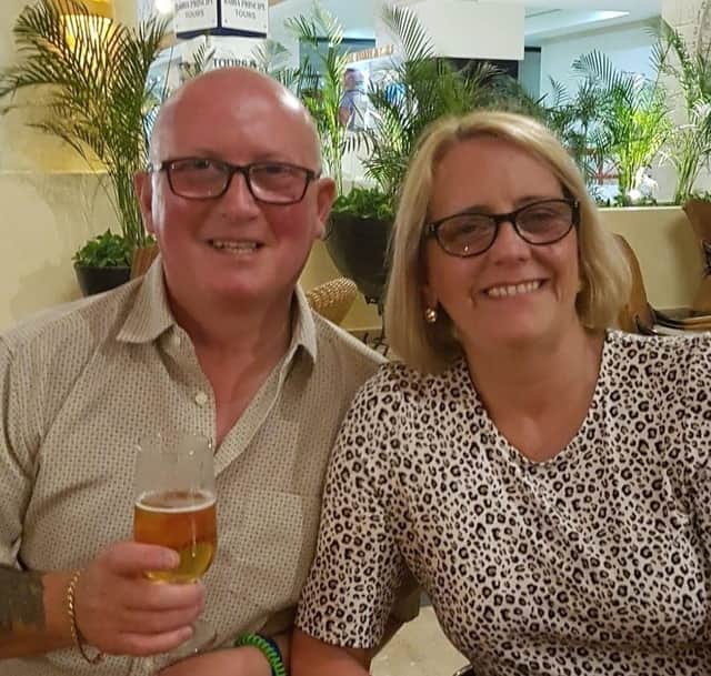 Doreen and Roddy Scott enjoying a drink as a happy couple