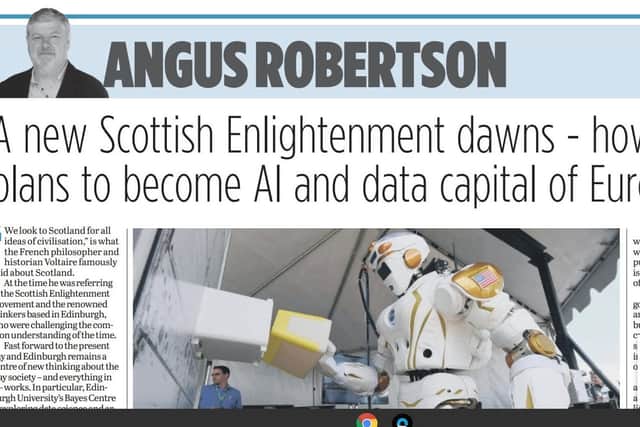 Angus Robertson's column in the Evening News last week