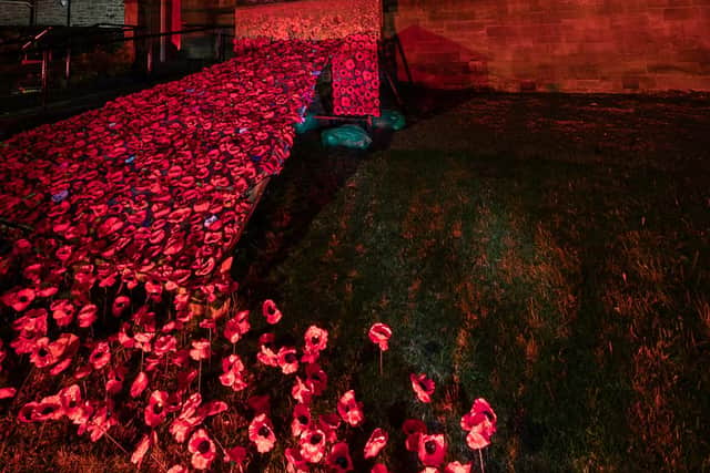 The garden of Remembrance and poppy display, created in the grounds of Loanhead Parish Church on The Loan. Photo by Joe Gilhooley.