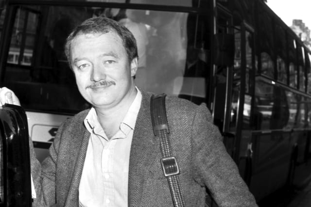 Ken Livingstone, then MP for Brent East, boards the coach outside his hotel during a visit to Edinburgh in September 1987.