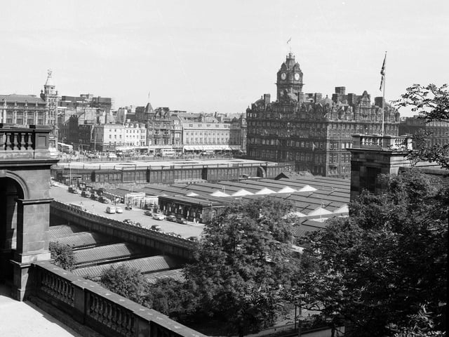 Princes Street and the North British Hotel from Bank of Scotland.