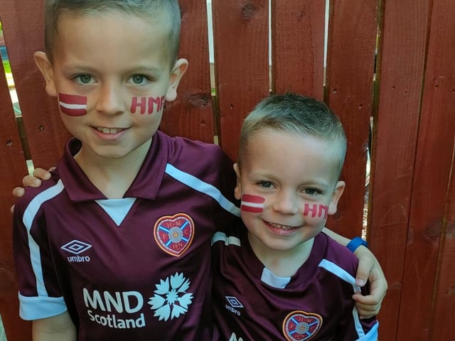 Keean and Kason on their way to Hampden
Pic: Sam Rintoul