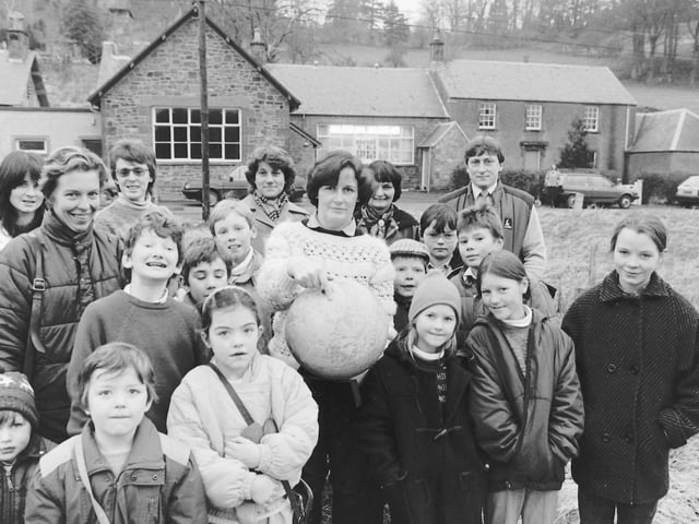 Protest over threatened closure of Ashkirk school, January 1987.