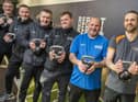 Group pic shows, left to right, from Street Soccer Scotland: Craig McManus, Paddy Maloney, Robbie Wood, William Lambert and Owen Turner alongside Places Gym Leith Walk assistant manager Jonathan Tucket.