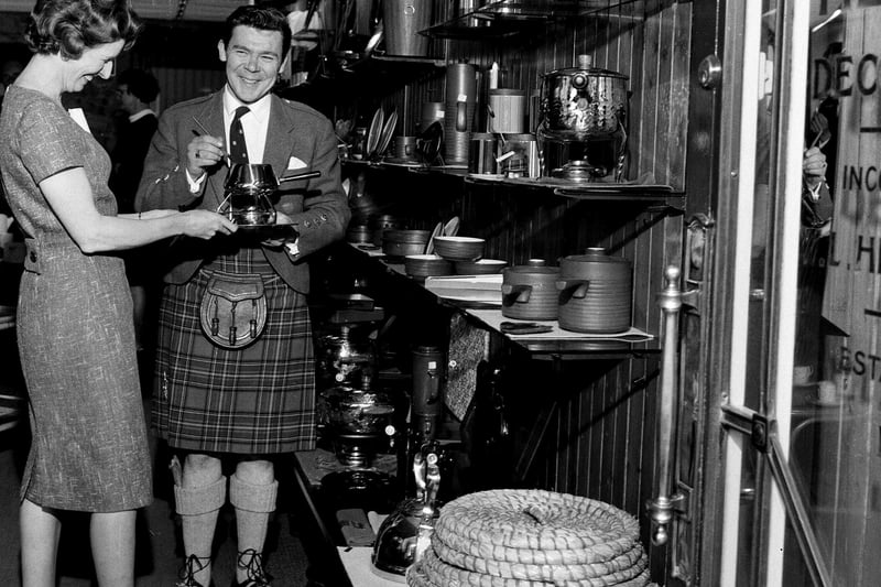 Meanwhile, Hendry Decor was a popular Lothian Road shop for homeware. A bekilted Andy Stewart is pictured taking part in a ad campaign at the store in July 1961.