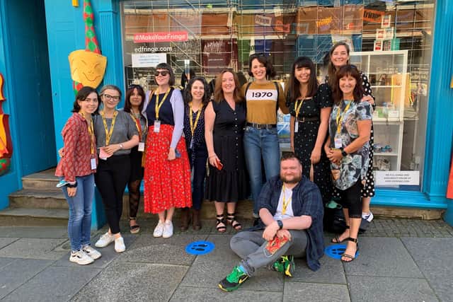 Fleabag creator and star Phoebe Waller-Bridge, the first ever president of the Edinburgh Festival Fringe Society, visit staff during last year's event.