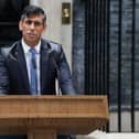 Prime Minister Rishi Sunak issue a statement outside 10 Downing Street after calling a general election for July 4