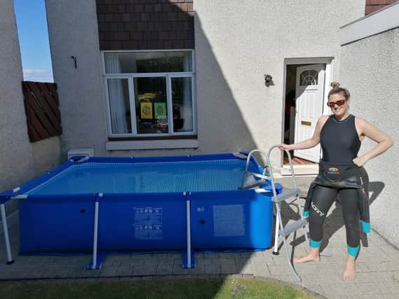 Jane McMenemy with her paddling pool