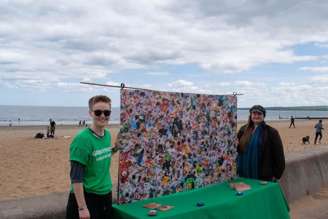 Greenpeace volunteers campaigning in Portobello on Sunday, May 8.