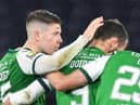 Kevin Nisbet and Christian Doidge have led the line for the Hibees - but seldom strikes come from outside the box (Photo by Ross Parker / SNS Group)