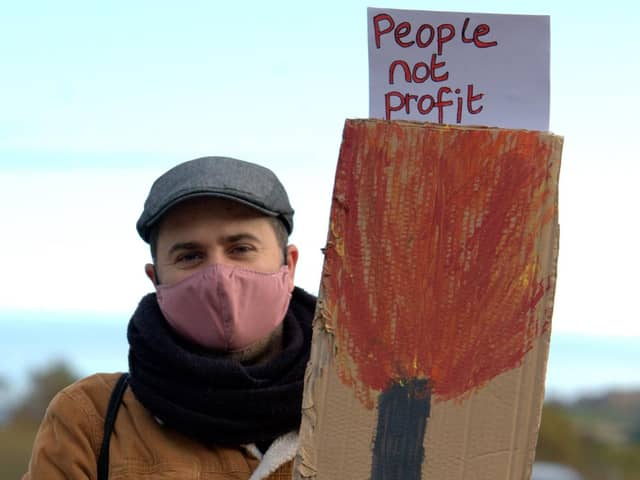 Socially distanced protest at Mossmorran (Pic: Derek Johnstone)