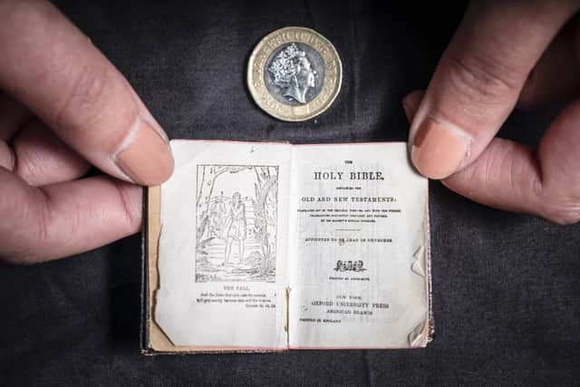 The 1911 tiny Bible which was rediscovered at Leeds City Library during the Covid lockdowns.